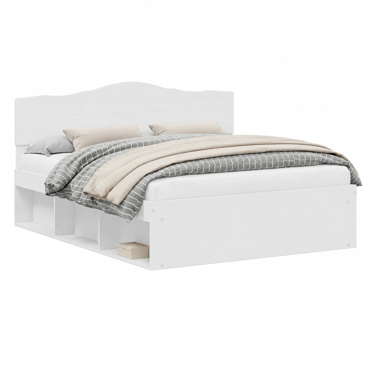 Letto Matrimoniale in Pino Bianco 200x200 cm con Struttura Moderna e Testiera Solida