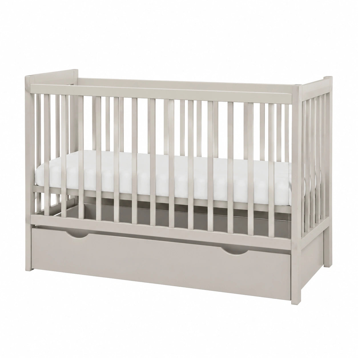 Lettino Neonato 2in1 in Cashmere 120x60 cm con Materasso e Cassettiera