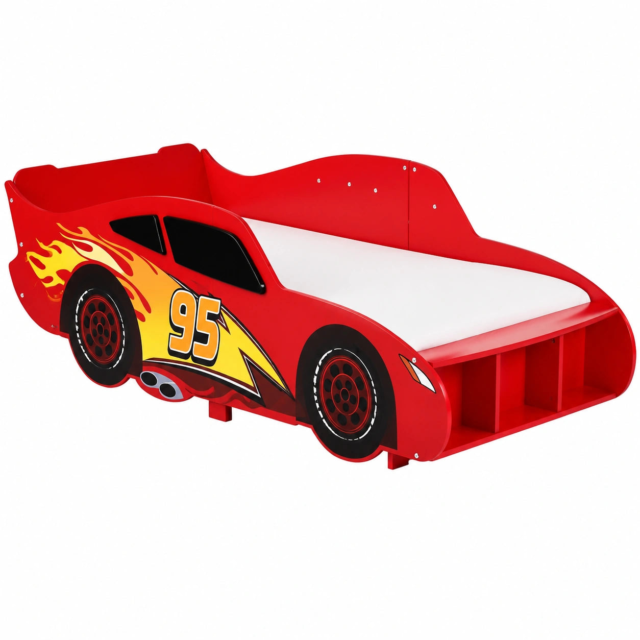 Lettino Bambini Mcqueen Disney, Struttura Robusta, Lati Protetti, Colore Rosso, 140x70 cm