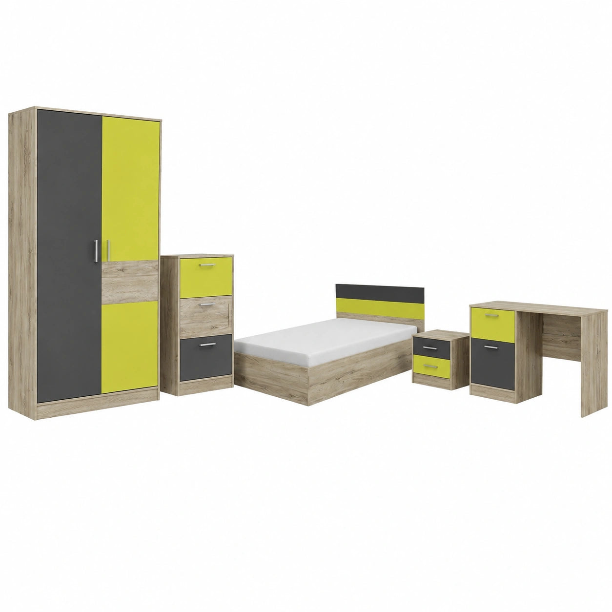 Cameretta Bambini Completa con Armadio, Letto e Scrivania