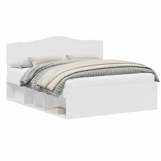 Letto Matrimoniale in Pino Bianco 200x200 cm con Struttura Moderna e Testiera Solida
