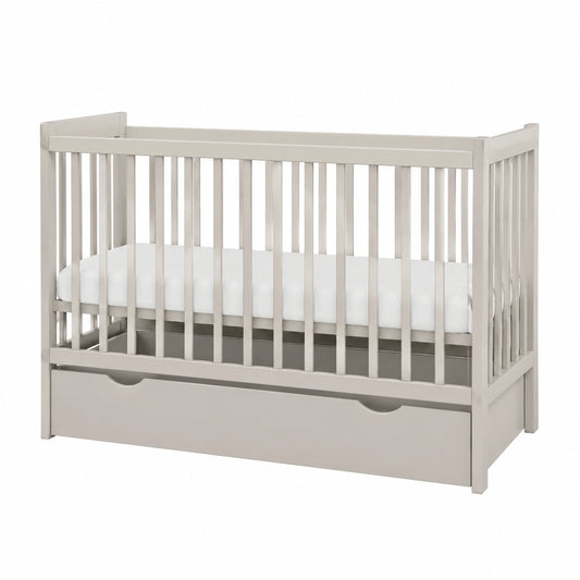 Lettino Neonato 2in1 in Cashmere 120x60 cm con Materasso e Cassettiera