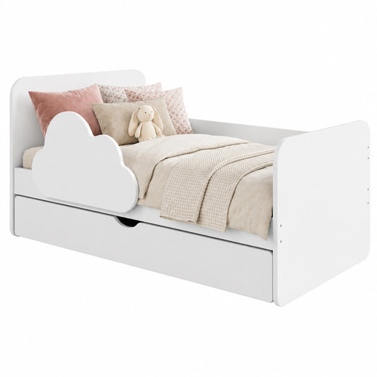 Lettino Happy Babies Wolke 144x76 cm Bianco con Materasso e Accessori