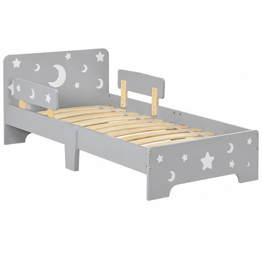 Letto per Bimbi con Stelle e Luna, MDF e Truciolato, 143x76x49 cm, Grigio e Legno