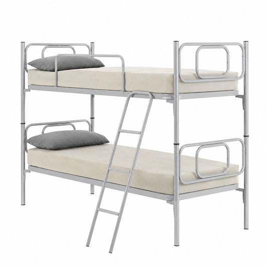 Letto a Castello NUVOLA Sirio per Bambini e Adulti, Scaletta e Sponda di Sicurezza, Rete a Doghe 80x190, Divisibile in Due Letti, Altezza 146 cm, Prodotto in Italia