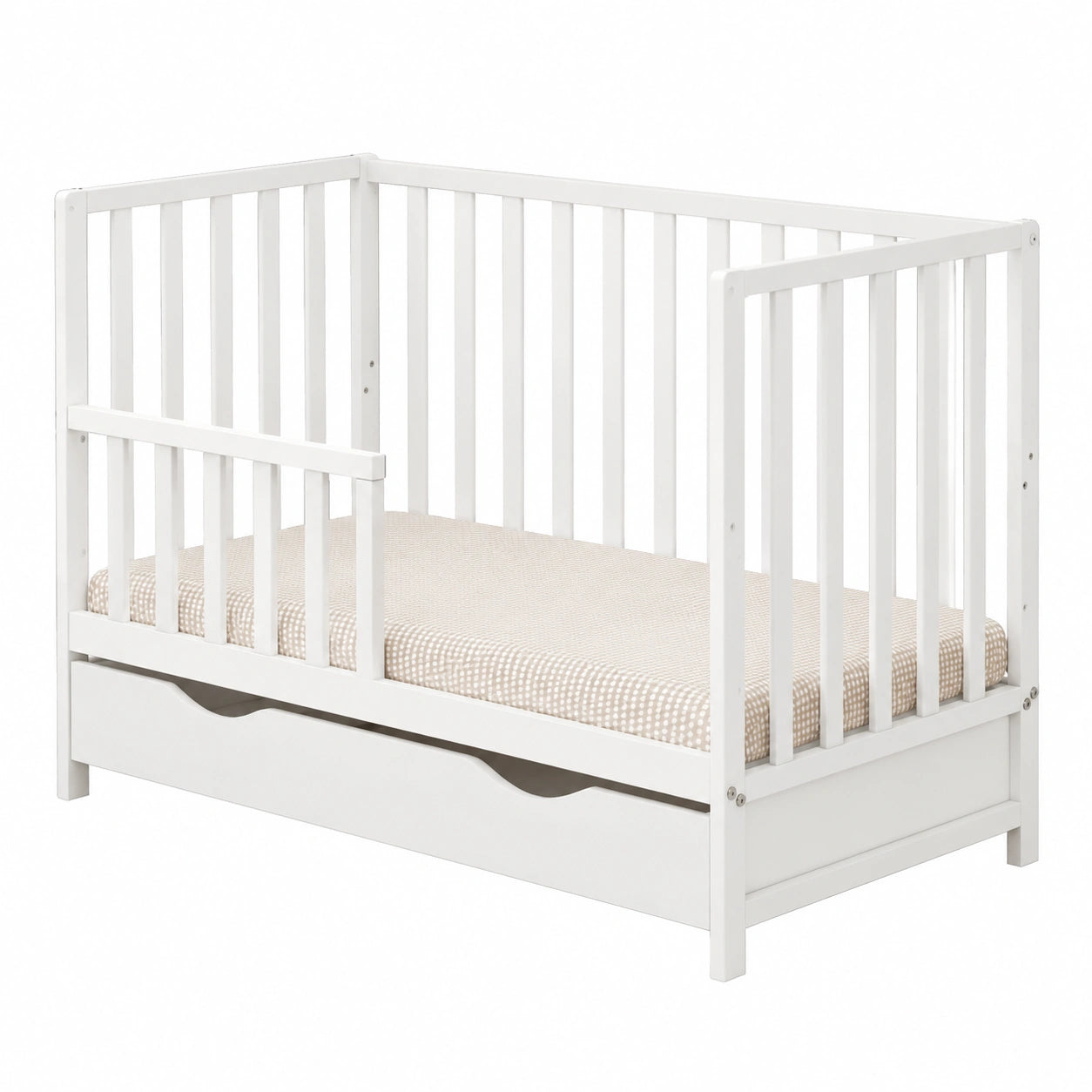 Letto Bambini Lulu con Materasso, Cassetto e Kit di Conversione 120x60 cm
