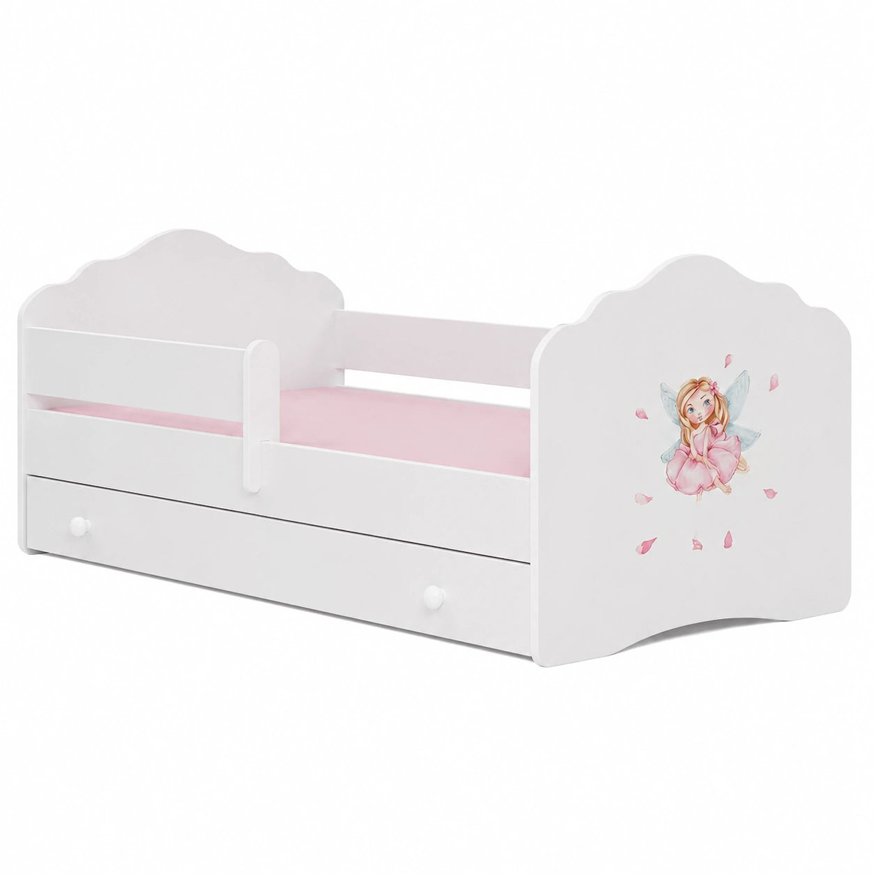 Letto Principessa per Bambini 80x160cm con Materasso e Cassetto Bianco