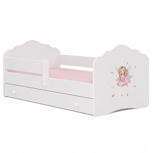Letto Principessa per Bambini 80x160cm con Materasso e Cassetto Bianco