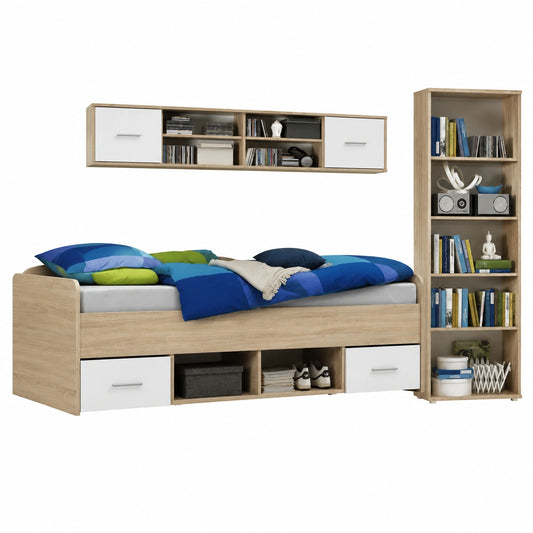 AVANTI TRENDSTORE - Neo - Set camera ragazzi in legno di quercia Sonoma e bianco