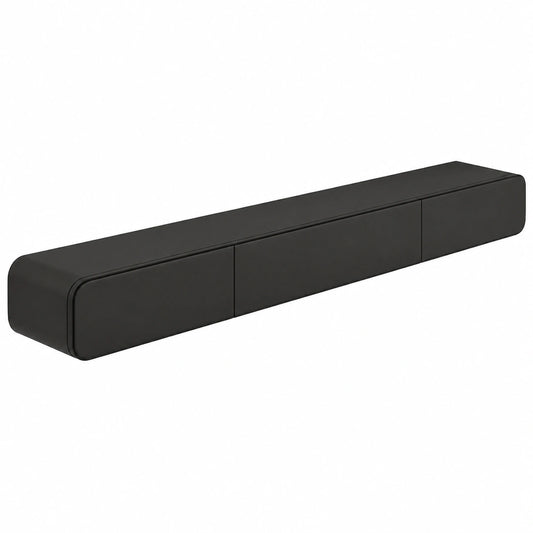 Mobile TV in legno massello moderno sospeso con 2 cassetti, supporto TV galleggiante per soggiorno, completamente assemblato (120cm, B)