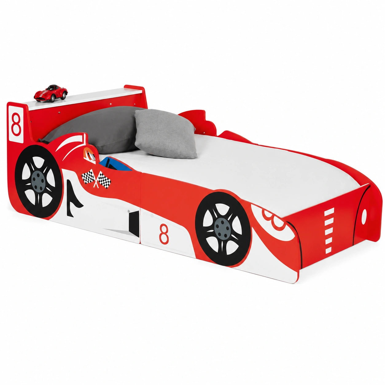 Letto per Bambini Stile Formula 1 Rosso 70x140 cm - Design TEDDI