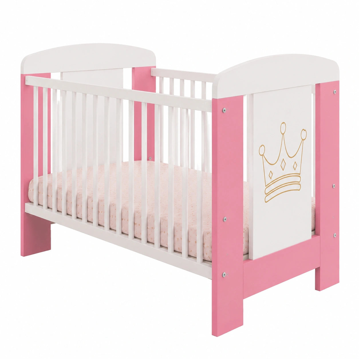 Lettino per Bambini con Materasso in Schiuma, 60x120 cm, Set 4 Pezzi, Rosa Princess